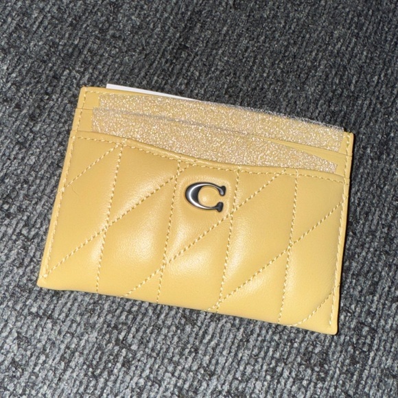 Coach Essential Card Case With Pillow Quilting in Silver/Hay Nappa Leather NWT - Picture 6 of 16